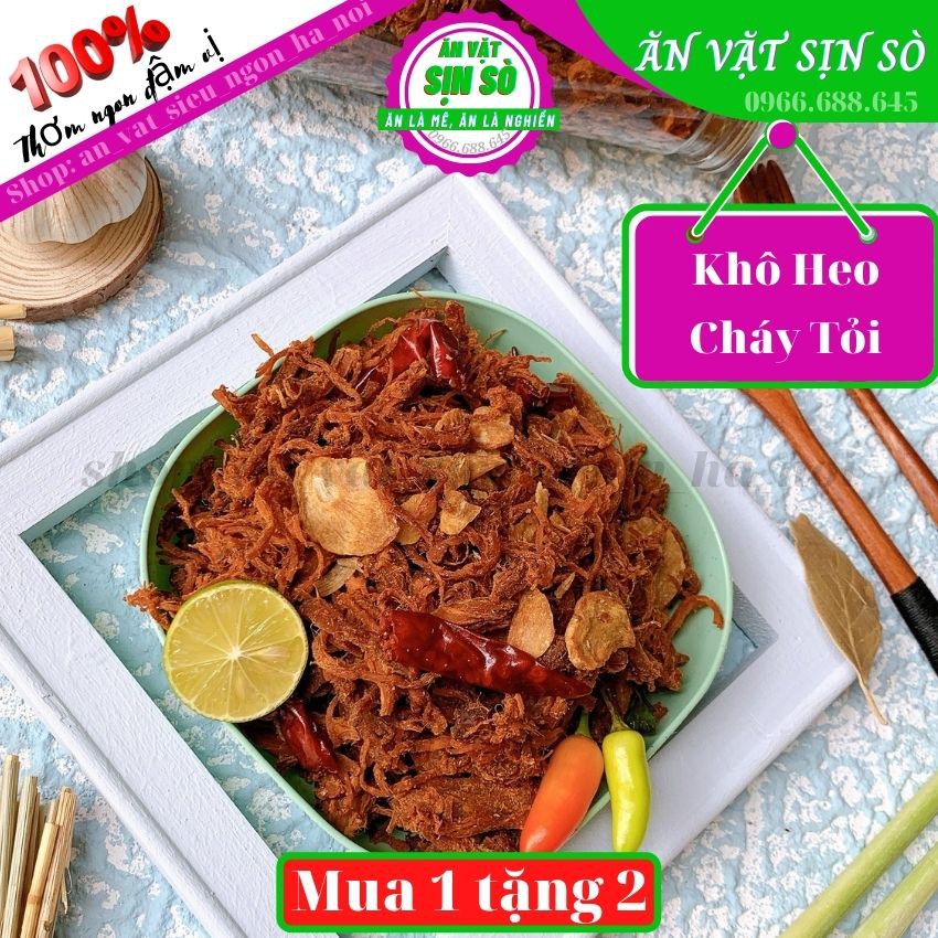 300g Khô Heo Cháy Tỏi Loại 1 Tiệm Ăn Vặt nhà SÒ, Khô Heo Cháy Tỏi đặc biệt Tiệm đồ Ăn Vặt SỊN SÒ Thơm Ngon Đậm Vị