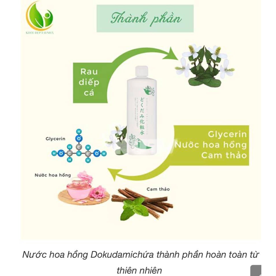 Nước hoa hồng lotion toner diếp cá Dokudami Nhật Bản 500ml phù hợp cho da dầu, da mụn