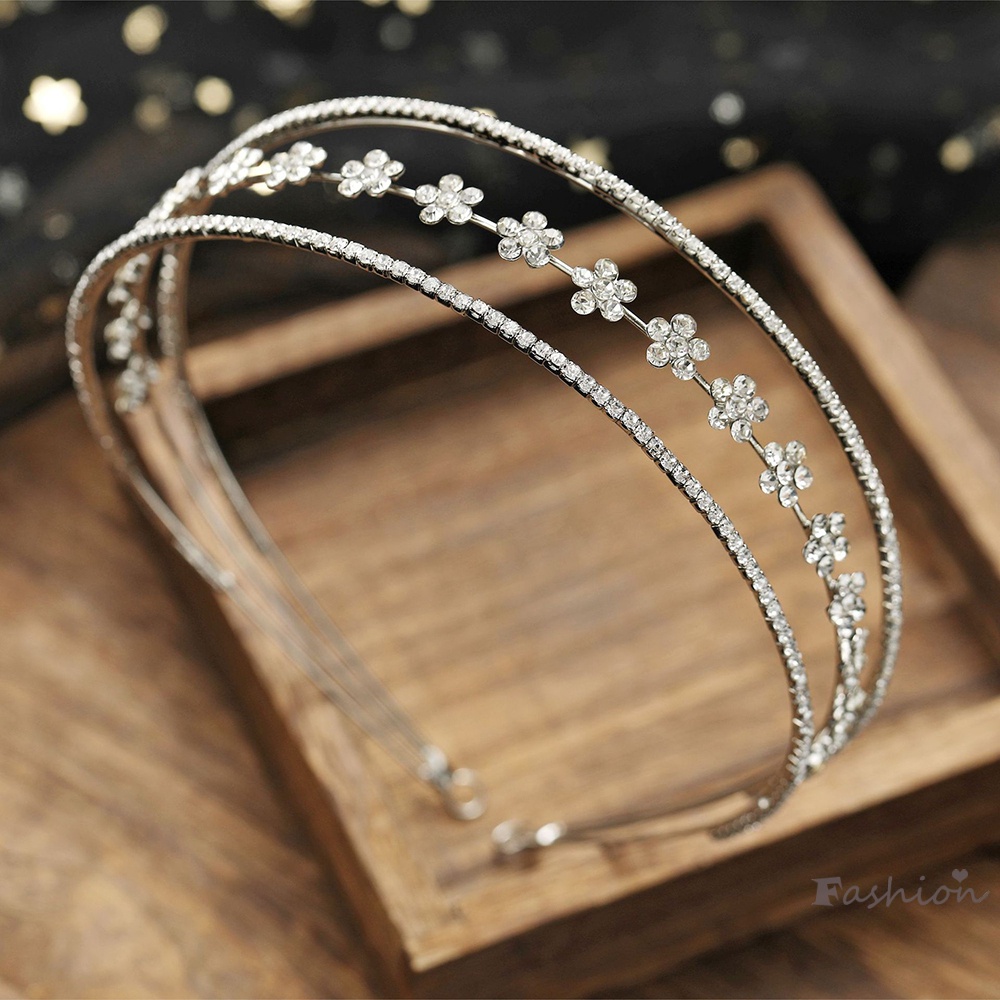 Băng Đô Cài Tóc Đính Đá Pha Lê 3 Lớp Thiết Kế Tối Giản Siêu Bền Cho Nữ