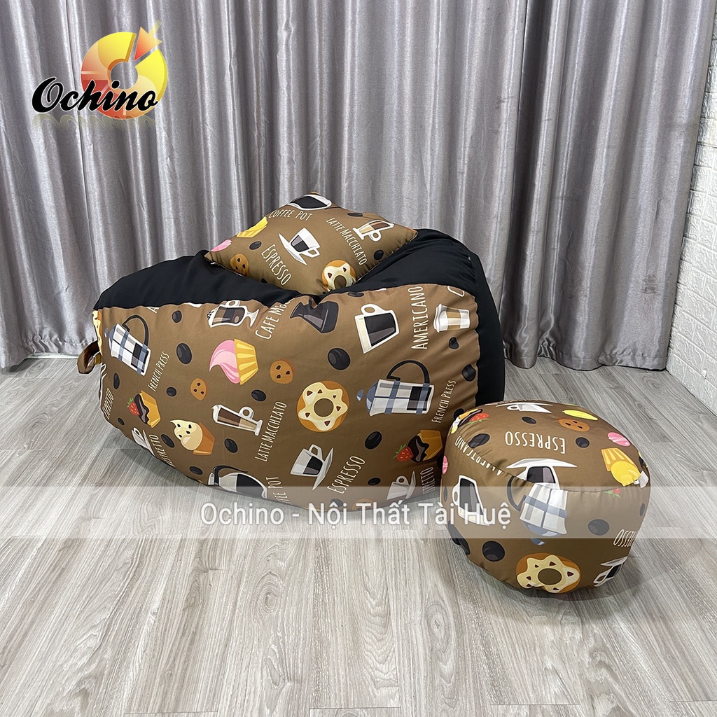 Ghế Lười Hạt Xốp  Mẫu Quả Lê Cỡ To Size L, Chất Liệu Vải Canvas Mix Kaki Bền Và Đẹp (Đã Có Hạt Xốp Hoàn Chỉnh)