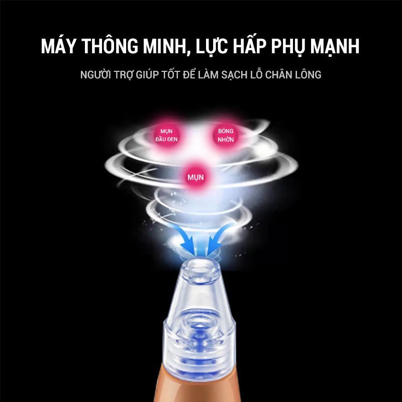 Máy hút mụn đầu đen dụng cụ làm sạch lỗ chân lông làm nóng giúp hút mụn cám, mụn đầu đen