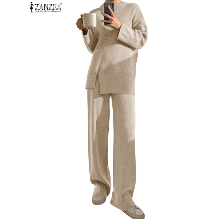 Set đồ Zanzea gồm áo cổ tròn dài tay + quần dài thời trang cho nữ