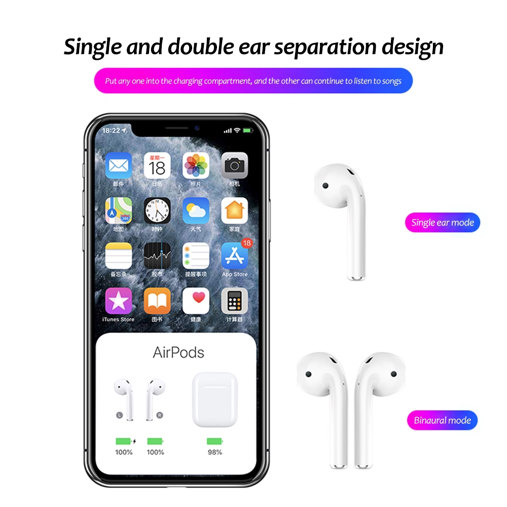 Tai Nghe Bluetooth 5.0 Hifi Không Dây Kèm Hộp Sạc Dùng Cho Airpods 2nd