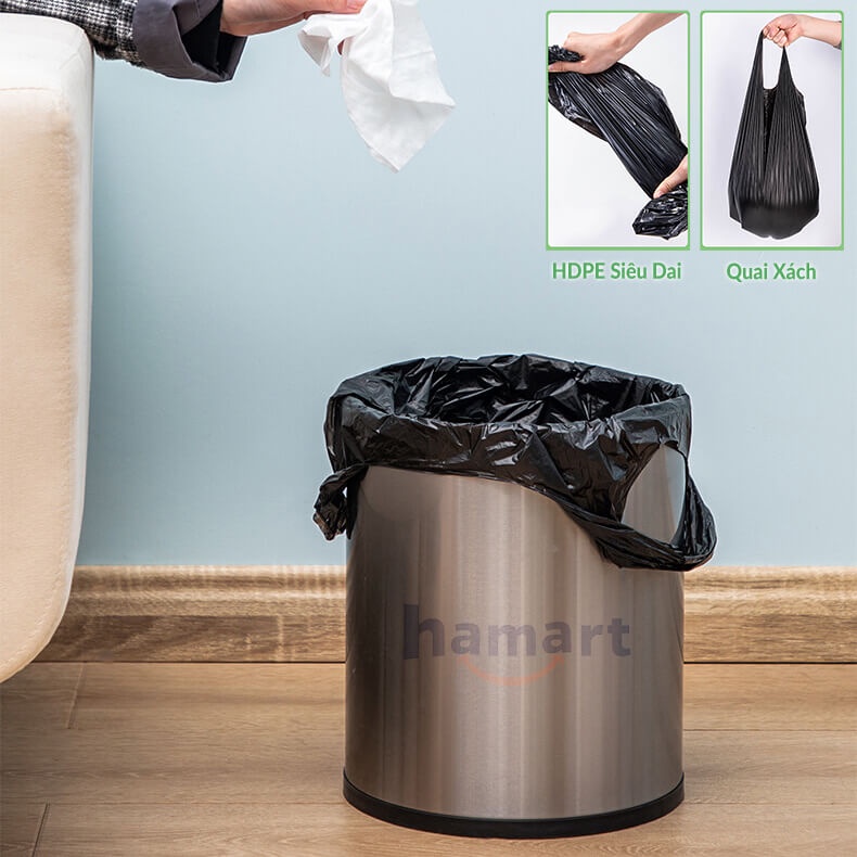 Cuộn 20 Bao Rác Có Quai Tự Phân Huỷ Túi Ni Lông Đựng Rác Có Quai Xách 46x60 CM KO MÙI HÔI