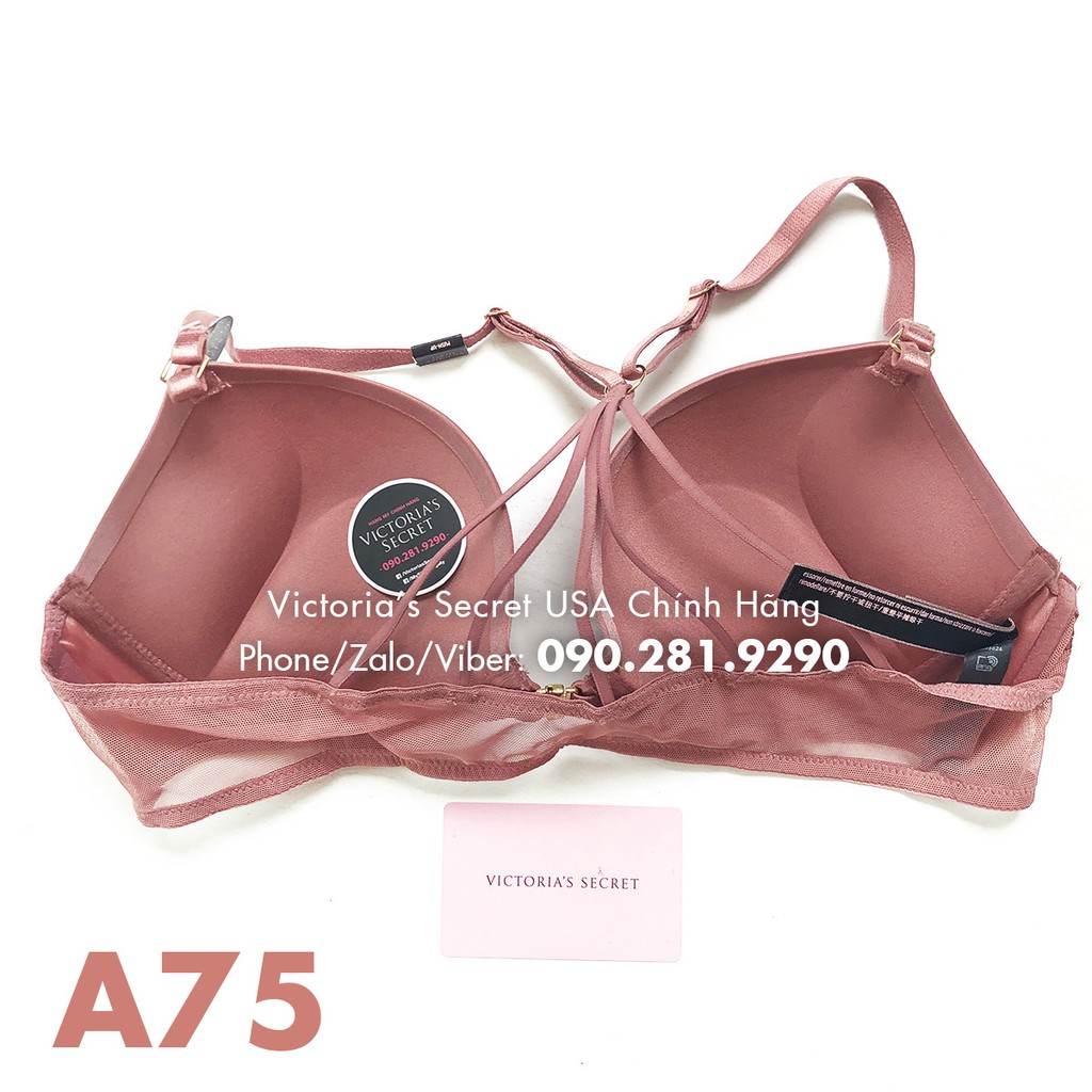 Vic USA 34A, A75 - Áo lót hồng đất  siêu nâng, Bombshell Add-2-cups, Withered Rose, Victoria's Secret USA
