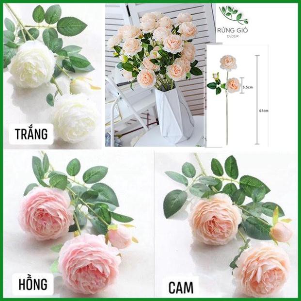 Hoa lụa ] 1 cành Hoa mẫu đơn cành 3 bông NỤ NGẮN | Shopee Việt Nam