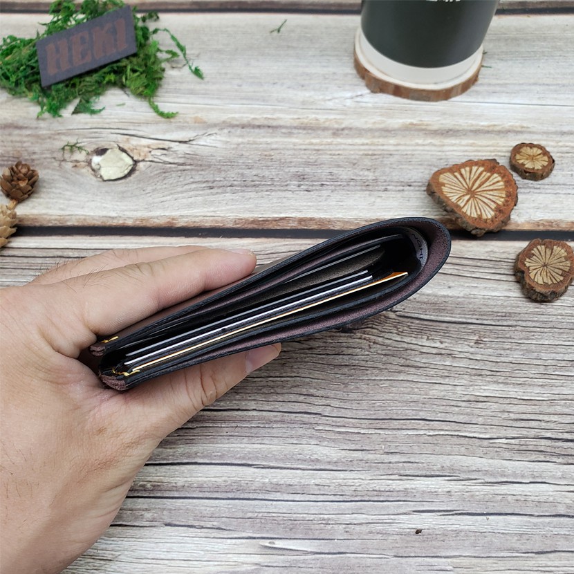 Ví mini dáng ngang da bò handmade nhỏ gọn thời trang nam nữ HEKI VS21