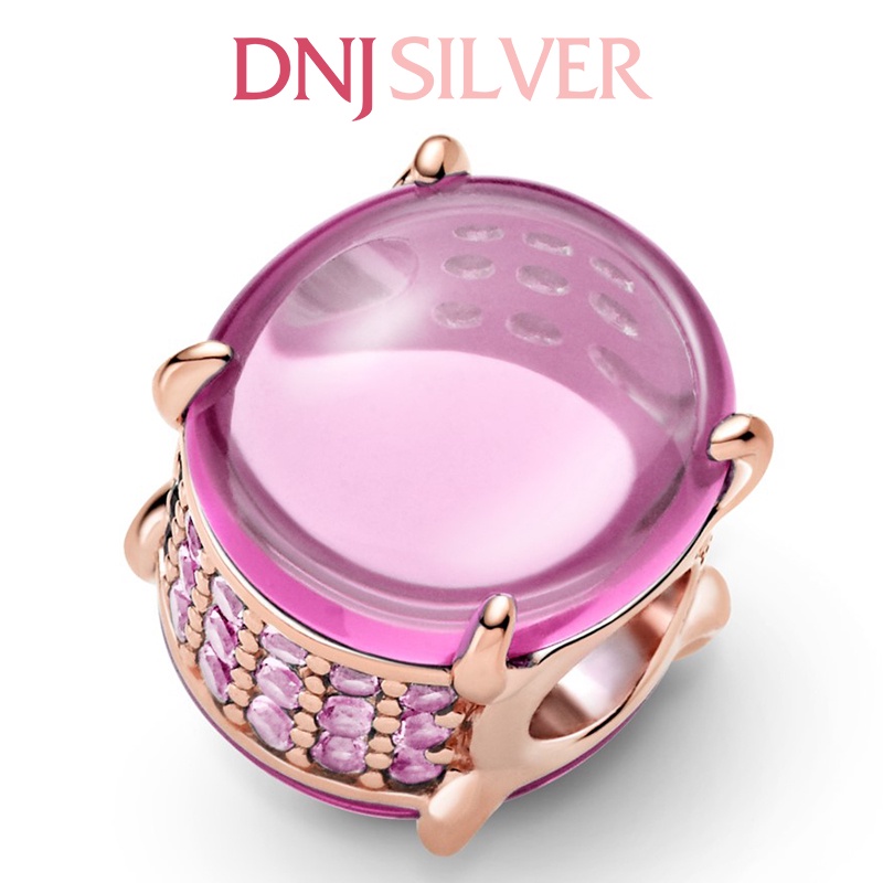 [Hàng cao cấp] Charm bạc 925 cao cấp, hàng chuẩn bạc - Charm Pink Oval Cabochon thích hợp để mix vòng tay charm - DN148