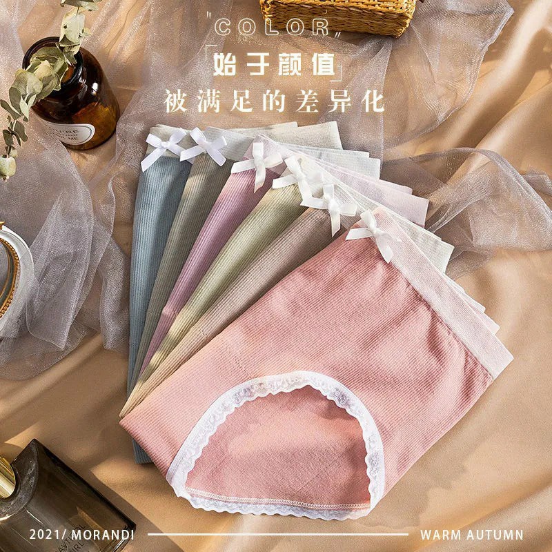 Quần Cotton viền ren họa tiết nơ gợi cảm MS1192