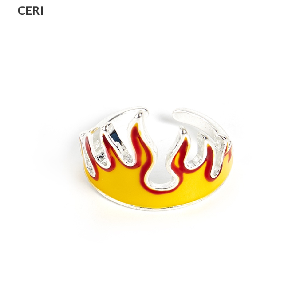 CE Goth Punk Flame Ring Women Men Girls Boys Hip Hop Flame Opening Party Ring RI