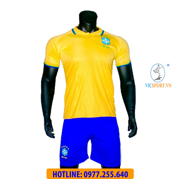 Áo Đá Bóng, Quần Áo Đá Banh Đội Tuyển BRAZIL World Cup 2022 Thun Lạnh Thoáng mát- Vicsport