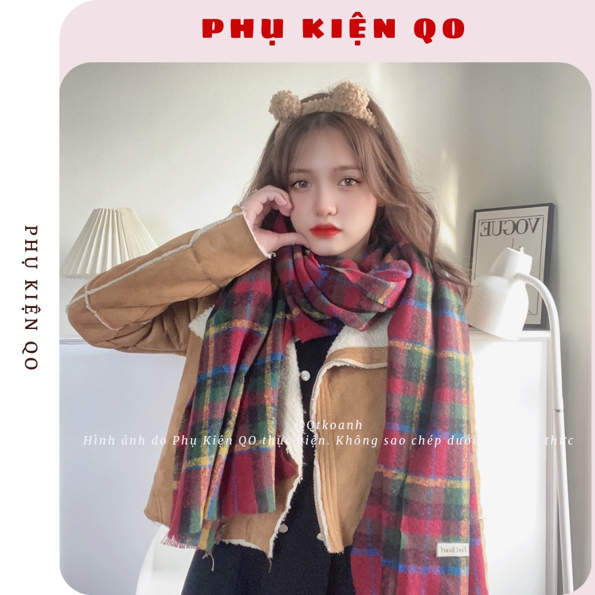 Khăn dạ kẻ Karo Phụ kiện QO - Khăng choàng nam nữ phong cách Hàn Quốc - K04