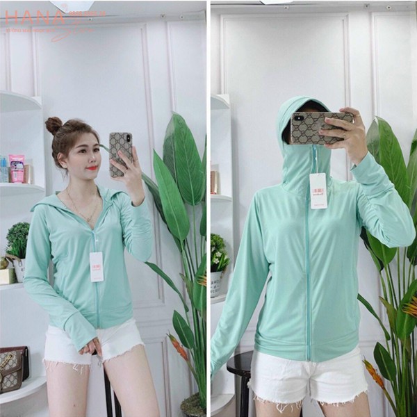 Áo chống nắng thông hơi nữ chùm tay dài thân ngắn - Áo khoác nắng nữ che tay mặt chống tia UV vải dày dặn mát thoáng khí