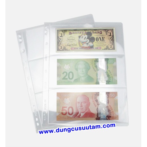 Combo 10 phơi đựng tiền giấy 3 ngăn trong, đựng được 30 tờ tiền