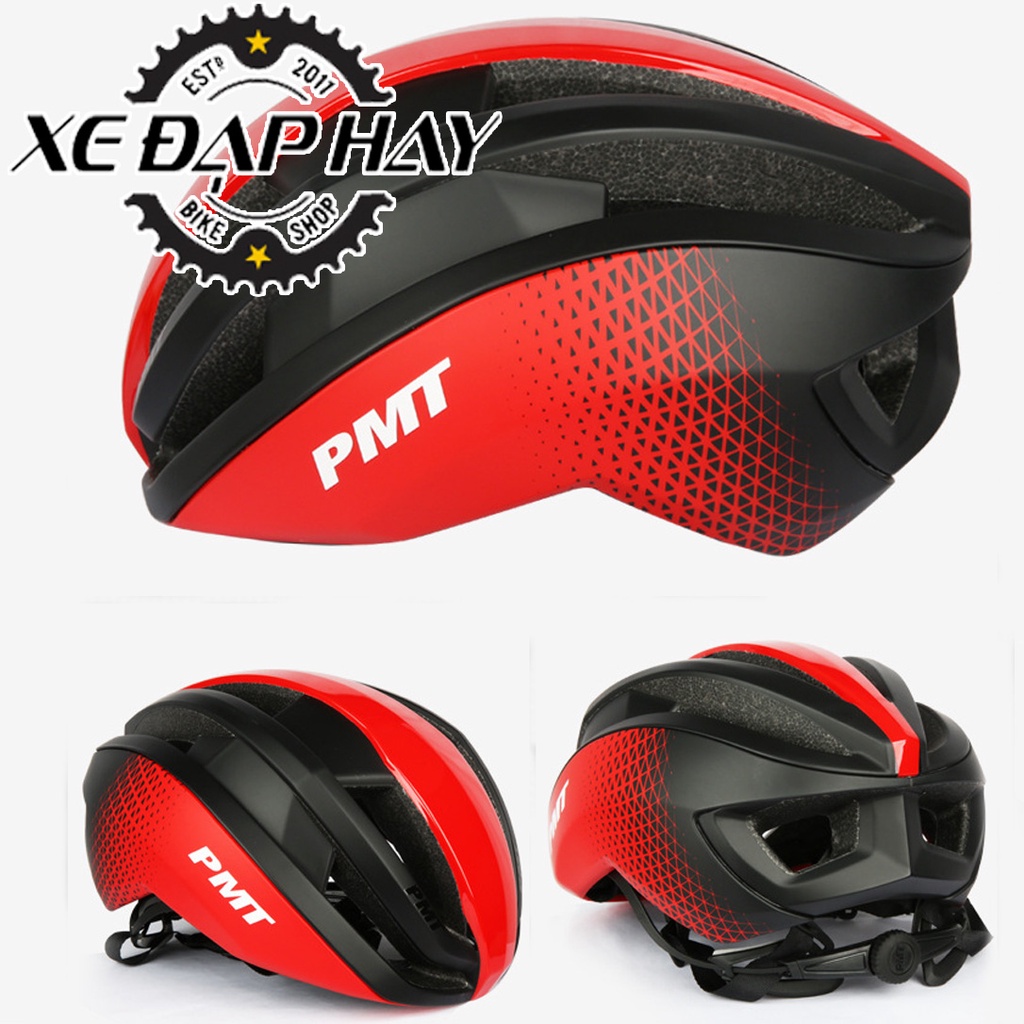[Phụ kiện xe đạp cao cấp] Mũ Nón Bảo Hiểm Đạp Xe Thương Hiệu PMT PUDI | Màu Đen Đỏ, SIZE L  58-61Cm