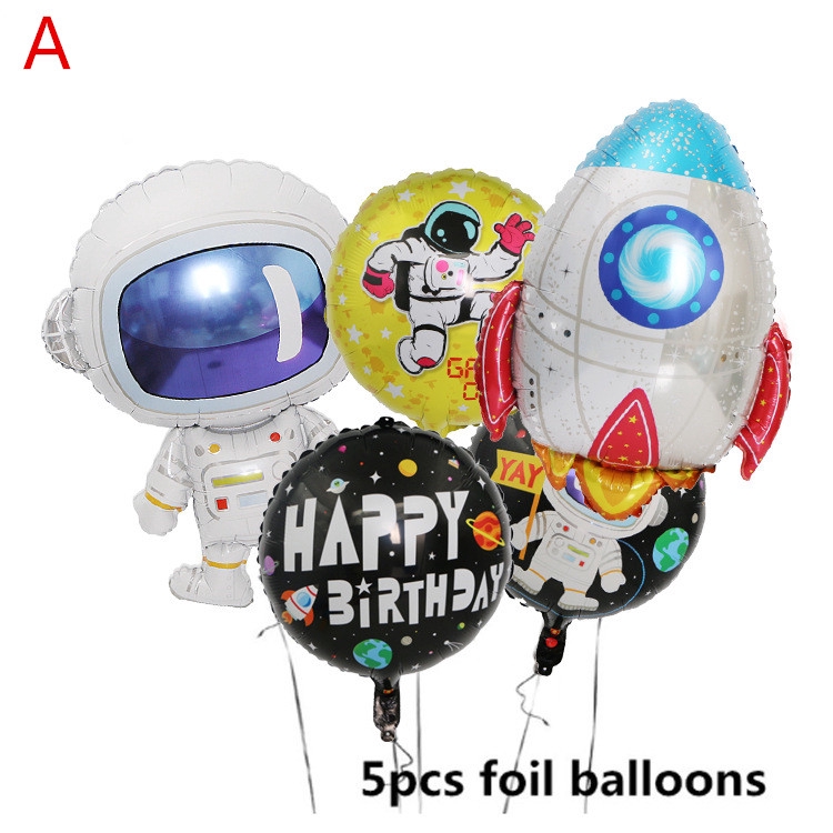 Set 5 bong bóng lá nhôm hình phi hành gia dùng trang trí tiệc sinh nhật cho bé