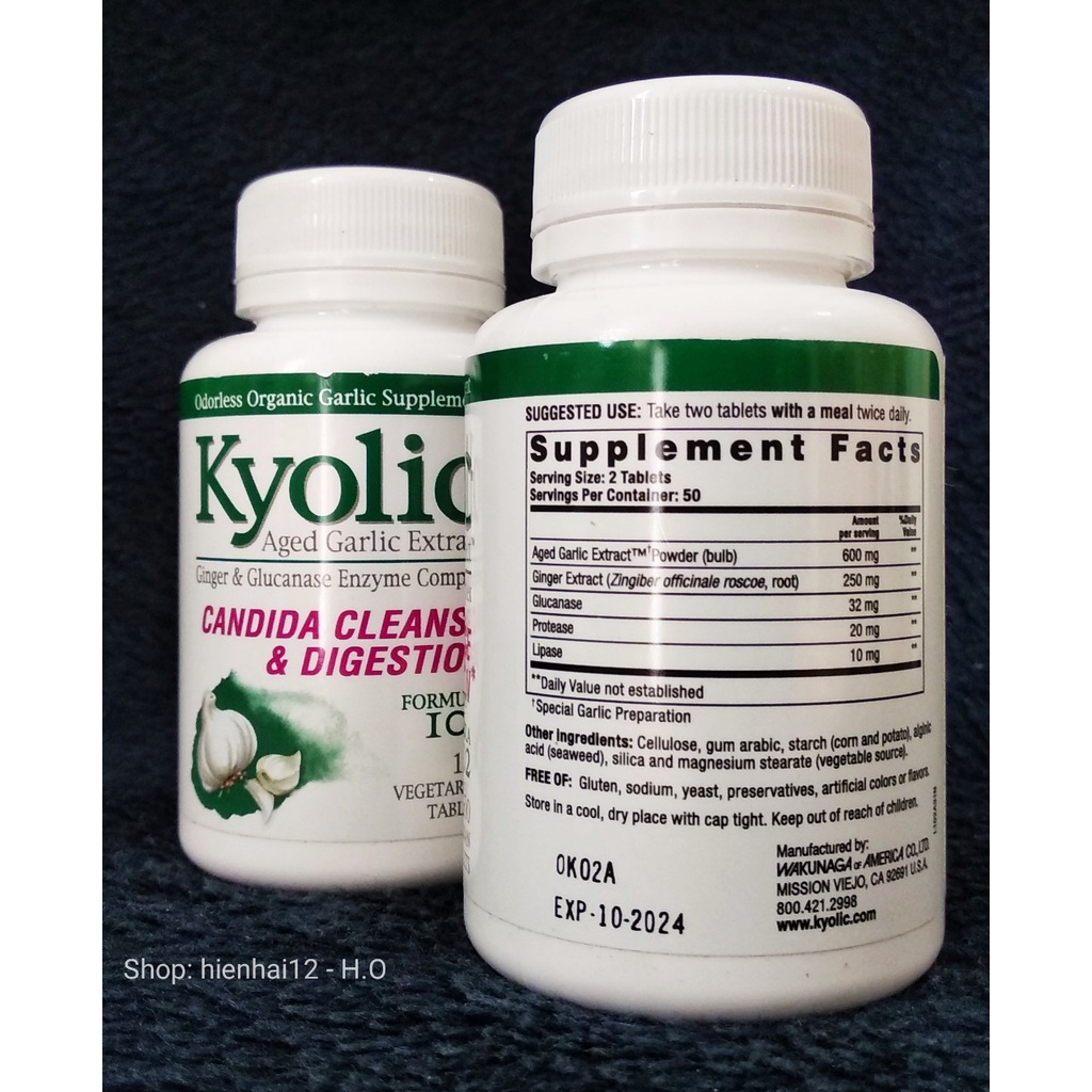 Hỗ trợ kiểm soát nấm Candida và tiêu hóa Kyolic Formula 102
