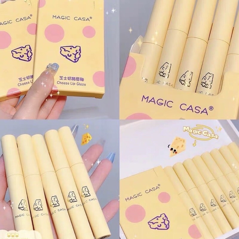 Set 5 Son Kem Lì Magic Casa CHESSES LIP GLAZE Tone Màu Siêu Xinh