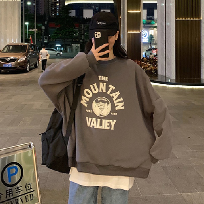 Áo sweater nữ tay dài in chữ phong cách Hàn Quốc