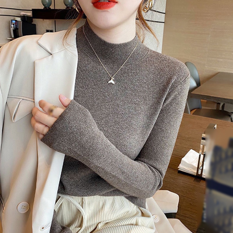 Áo Sweater Chui Đầu Phối Gân Cơ Bản Thời Trang Thu Đông Cho Nữ