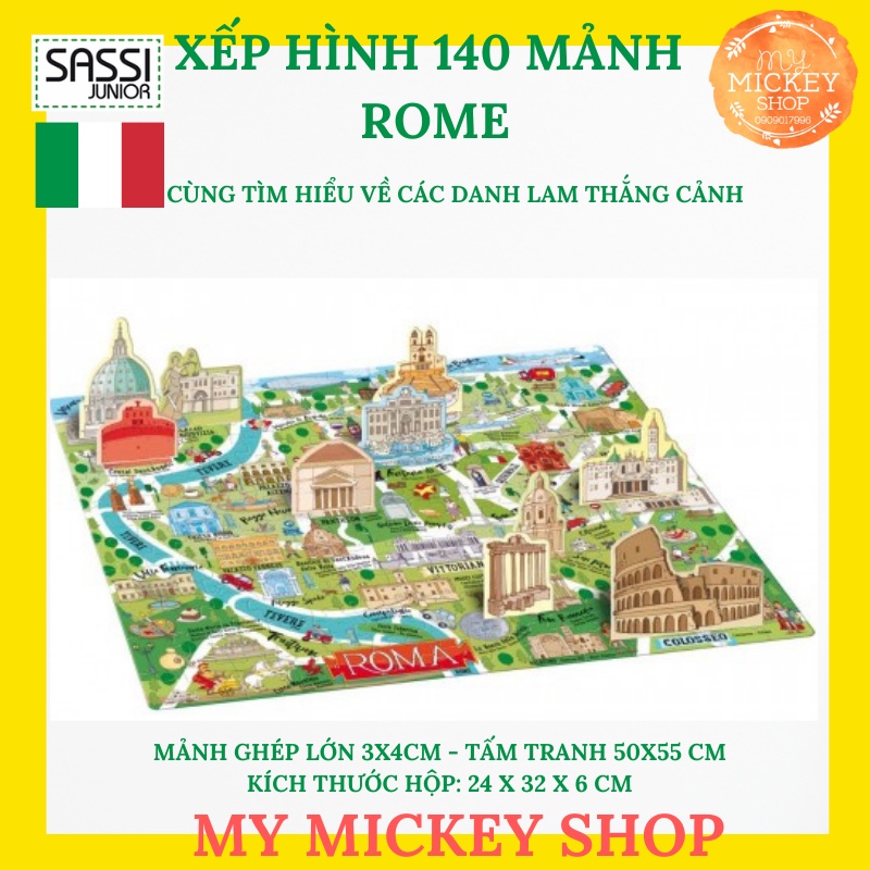 Bộ xếp hình 140 mảnh chủ đề thành phố 3 mẫu cho bé 5 6 7 tuổi chính hãng Sassi 140 pieces puzzle Cities My Mickey Shop