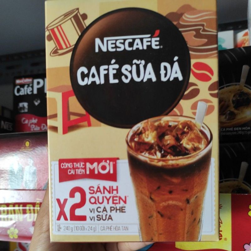 Cà phê sữa đá Nescafe hộp 240g (10 gói x 24g)