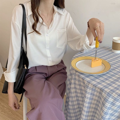 Áo Sơ Mi Nữ form rộng Lụa hàn Kiểu dáng ulzzang vintage thời trang Hàn Quốc Siêu hot lavusa -SM123