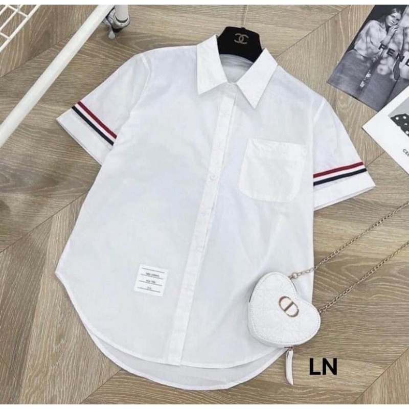 Áo sơ mi viền tay quốc dân, Áo sơ mi  tay ngắn viền Hàn Quốc