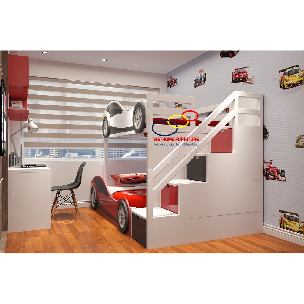 Giường tầng ô tô đẹp và năng động kích thích sáng tạo cho bé trai | BigBuy360 - bigbuy360.vn