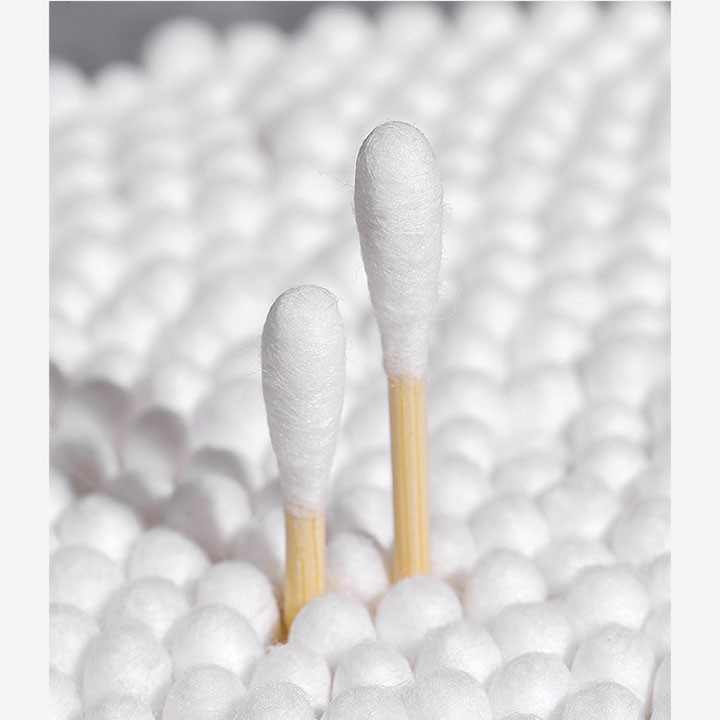 Hộp 500 tăm bông ngoáy tai Hàn Quốc 2 đầu tròn tiện dụng cotton 100% Thân Gỗ youngcityshop 30.000