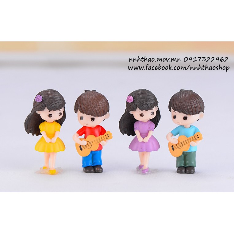 Tượng chibi nam nữ trang trí mô hình, tiểu cảnh