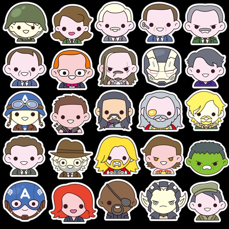 100Pcs/Set ❉ Marvel Superhero - Q Cartoon Head Portraits Stickers ❉ DIY Fashion Luggage Laptop Skateboard Decals Doodle Stickers