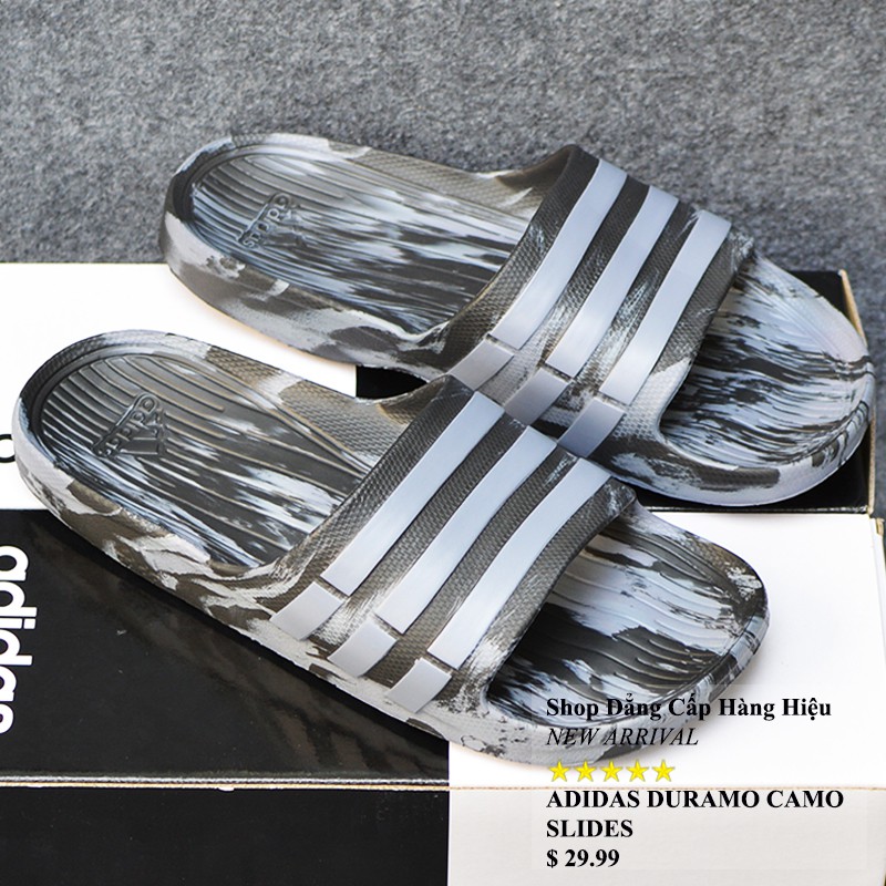 Dép Adidas Duramo Camo đen xám sọc xám