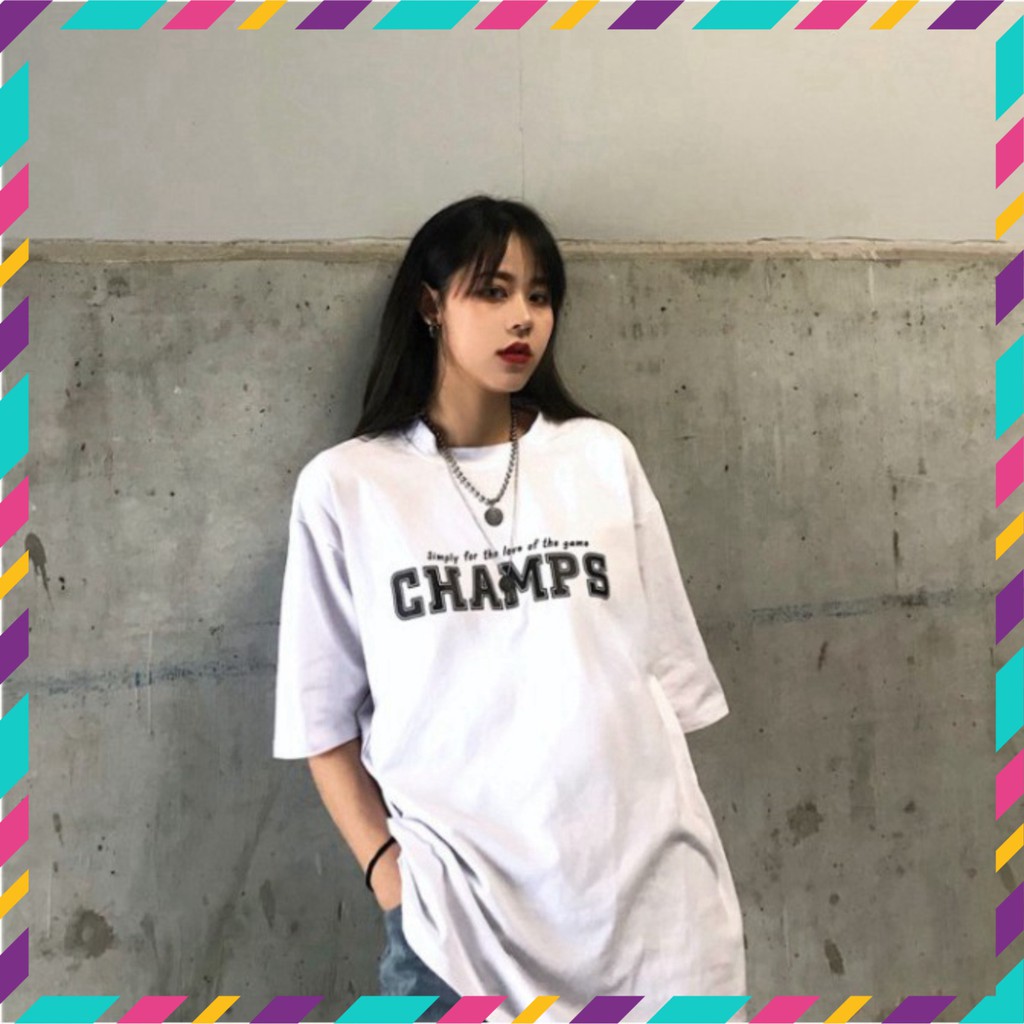 Áo Thun Tay Lỡ Form Rộng Champs Siêu Hot🍁 Áo thun Unisex nam nữ đều mặc được | BigBuy360 - bigbuy360.vn