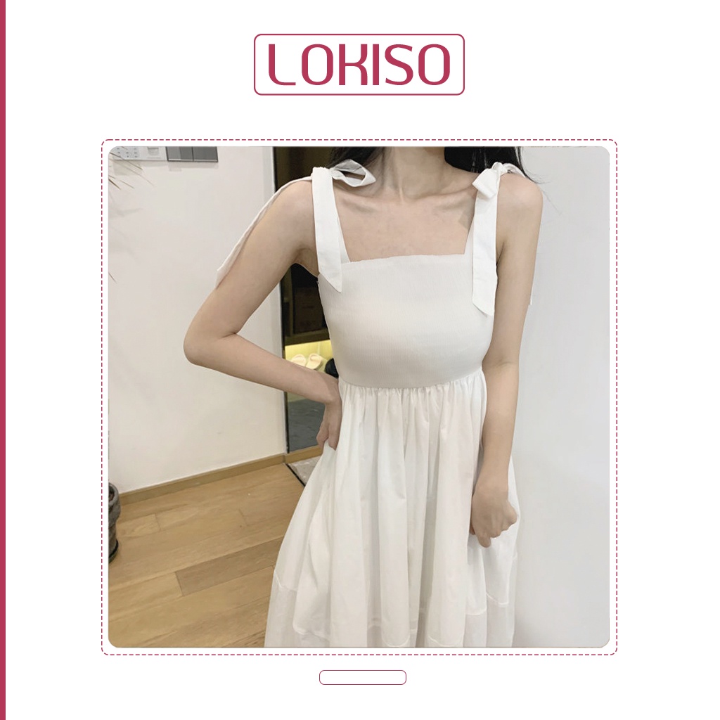 Đầm babydoll ulzzang trắng nữ 2 dây dáng dài LOKISO VD01 | BigBuy360 - bigbuy360.vn