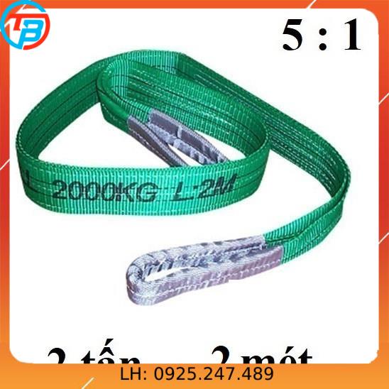 Dây cáp vải cẩu hàng 2 Tấn - bản 50mm - Hệ số 5:1 - 2 Mét CÁP THÉP Thái Bình VinàN