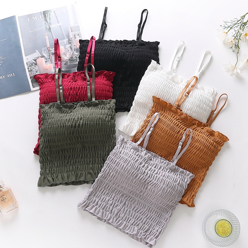 Áo bra nữ nhún dáng lửng - Bra 2 Dây kèm mút mỏng - Áo ngực thể thao VALICA B6843