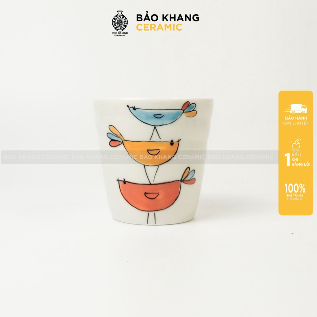 Cốc uống nước cho bé - Ly họa tiết ngỗ ngĩnh hàng vẽ tay thủ công gốm sứ Gốm Sứ Bát Tràng Giao mẫu ngẫu nhiện