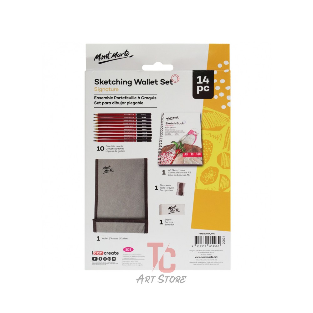 Bộ Chì Phác Thảo 14 Món Mont Marte Sketching Set (MMGS0029)