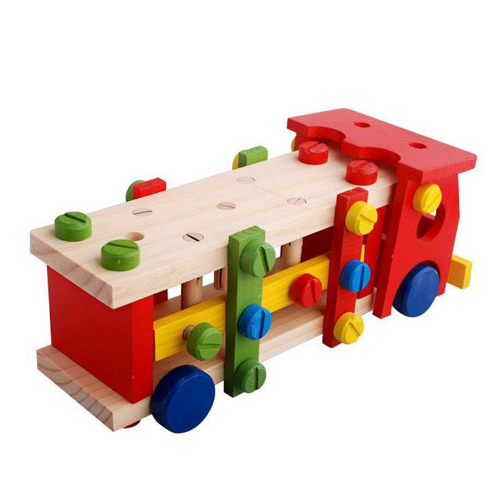 Đồ chơi gỗ Xe lắp ráp vặn ốc cho bé mẫu giáo