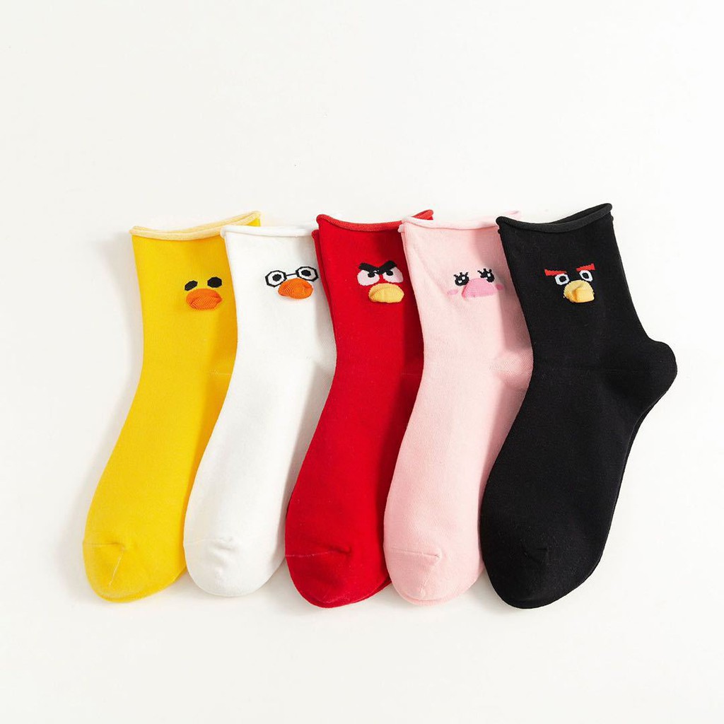 Tất nữ nam cổ cao cute Angry bird, vớ nam nữ cao cổ dài phong cách Vintage hàn quốc giống tất trắng nike chống hôi chân