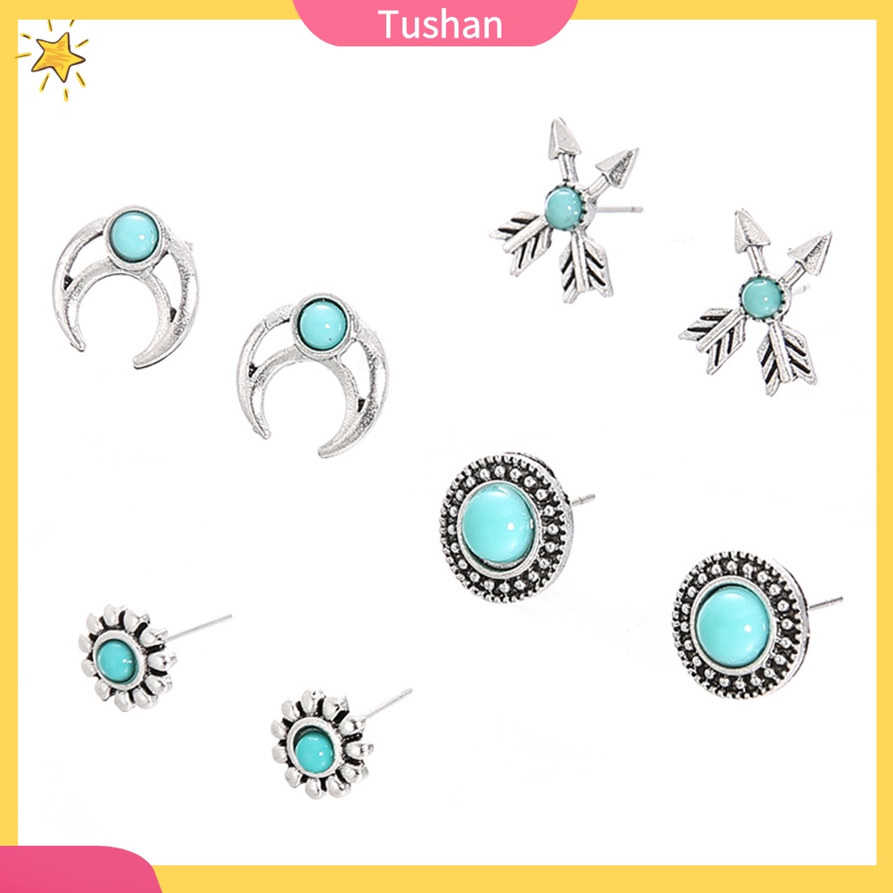 Set 4 Cặp Hoa Tai Thời Trang Dành Cho Nữ