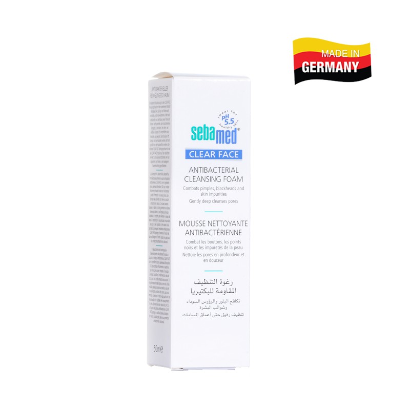 Sữa rửa mặt tạo bọt kháng khuẩn giảm mụn Sebamed Antibacterial Cleansing Foam pH5.5 (50ml)