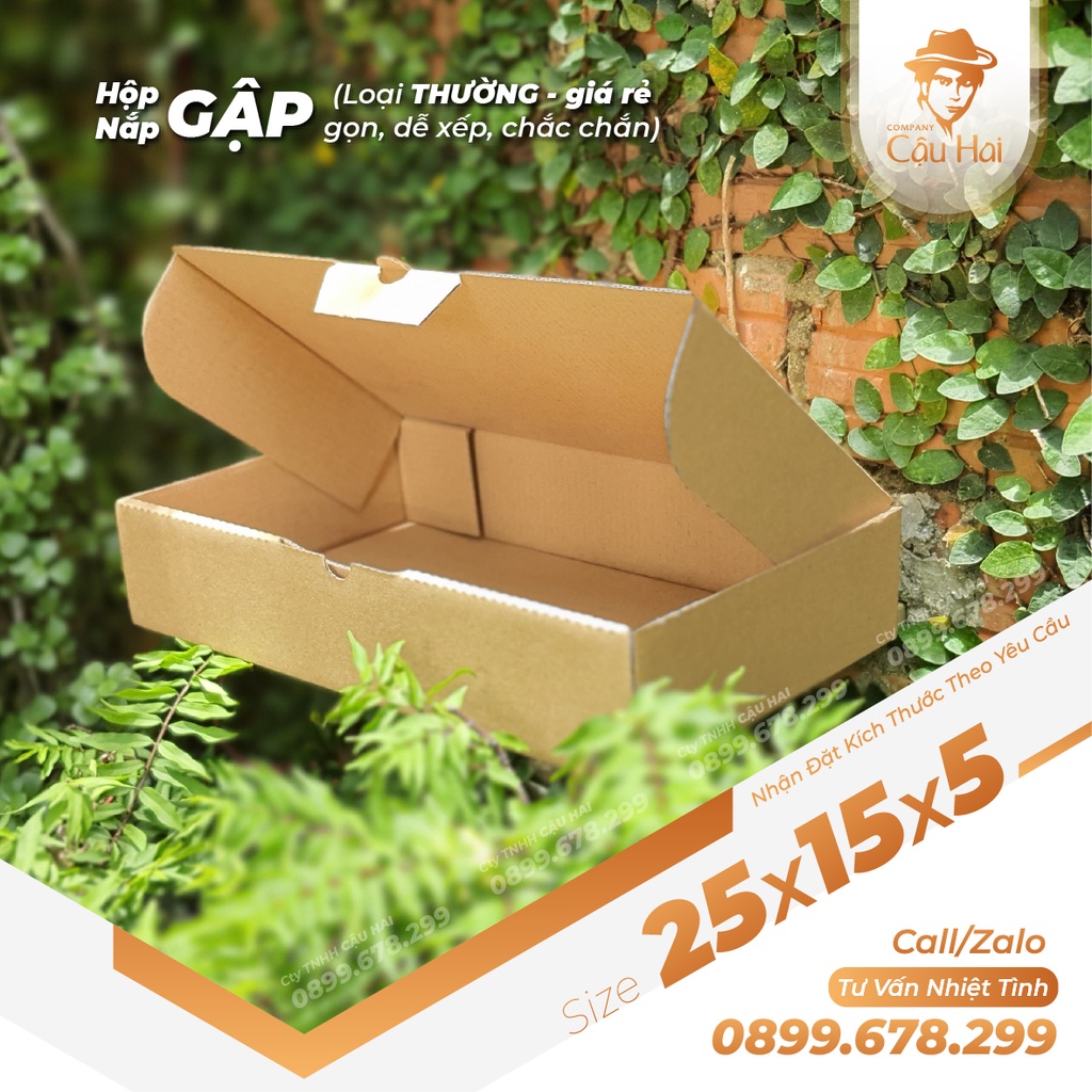 Set 20 hộp carton nắp GẬP 25x15x5