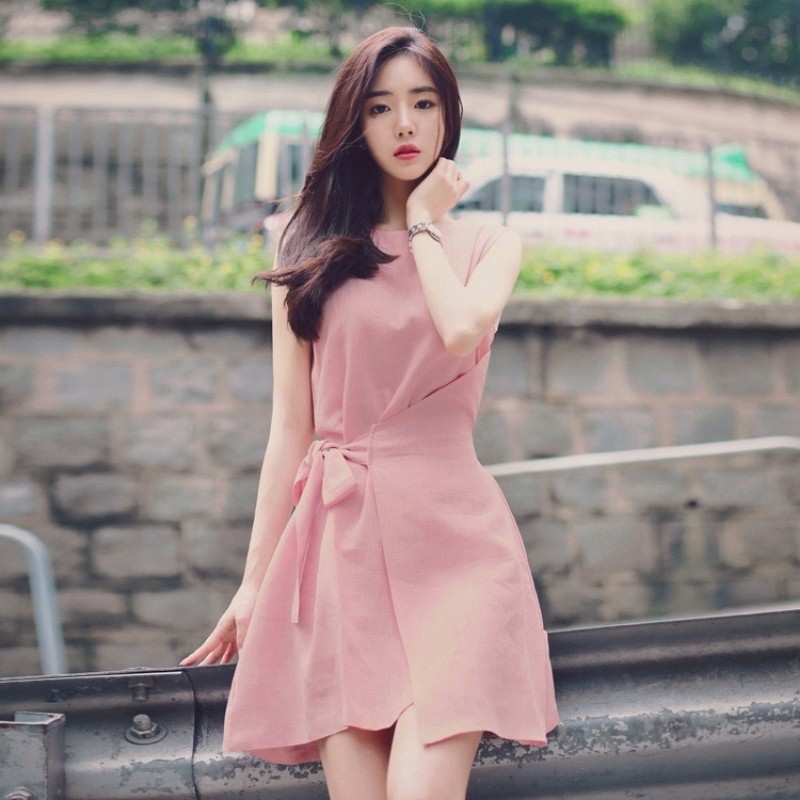 Váy Nữ Cao Cấp Bo Eo Không Tay 2021 Mùa Hè Hàn Quốc New