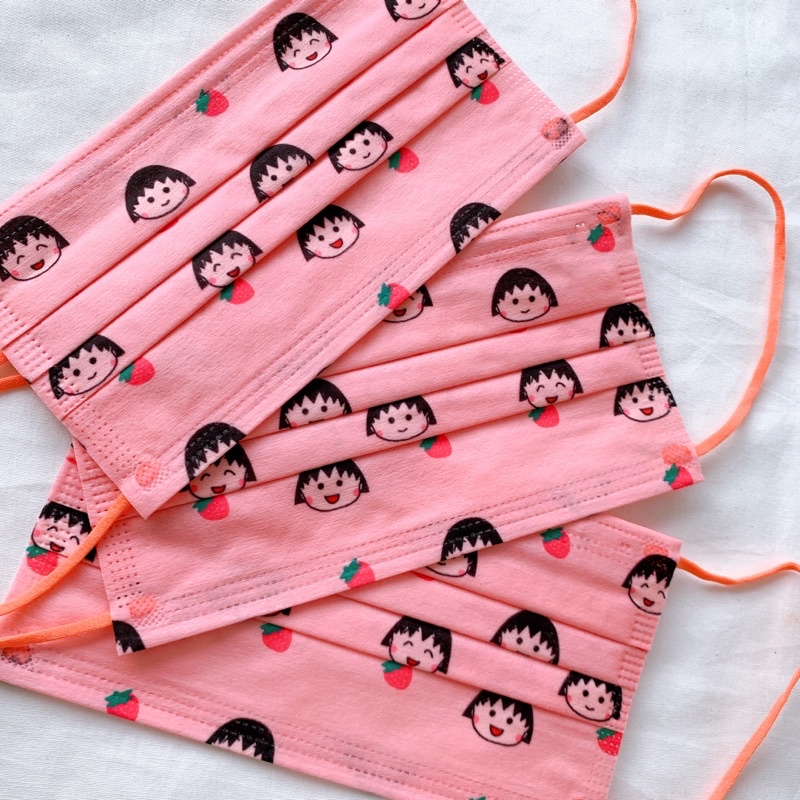 10 cái khẩu trang in hình Maruko Pink