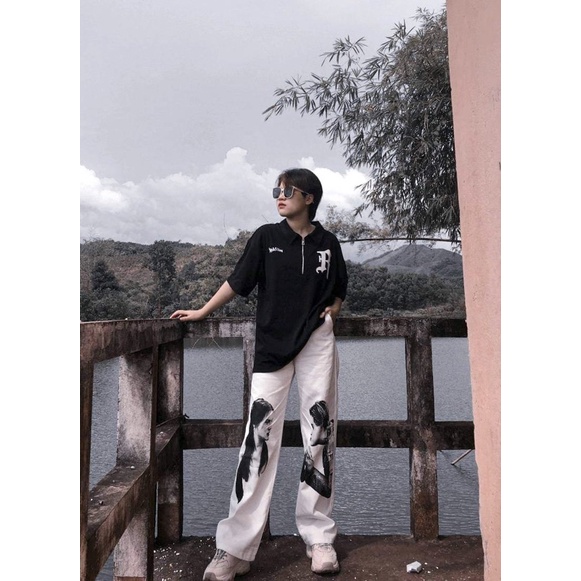 Áo Polo Nam Nữ Unisex Khoá Kéo Form Rộng Godmother
