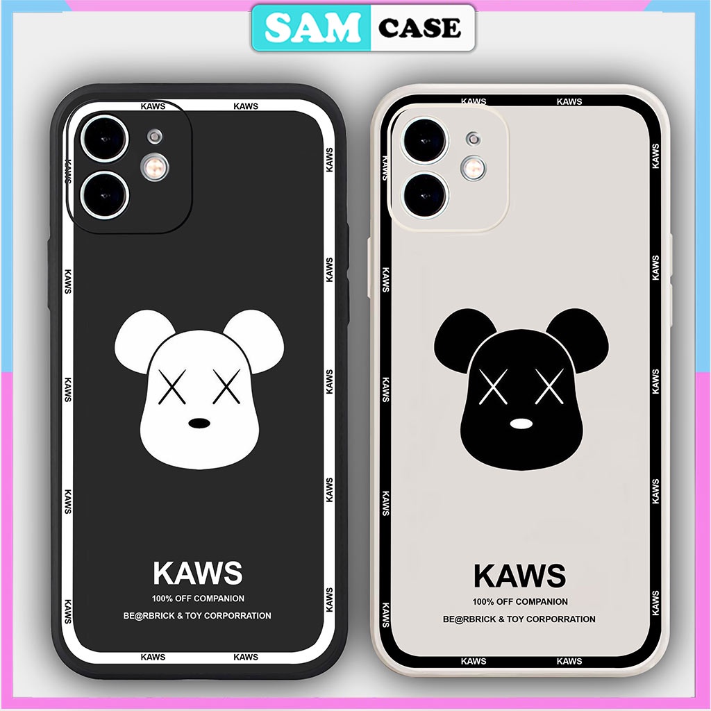 Ốp lưng iPhone 6/6s/7/8/X/XS/11/12/13/14 Pro Plus Max viền vuông chống sốc bảo vệ camera silicon mềm Hình KAWS Ka2728