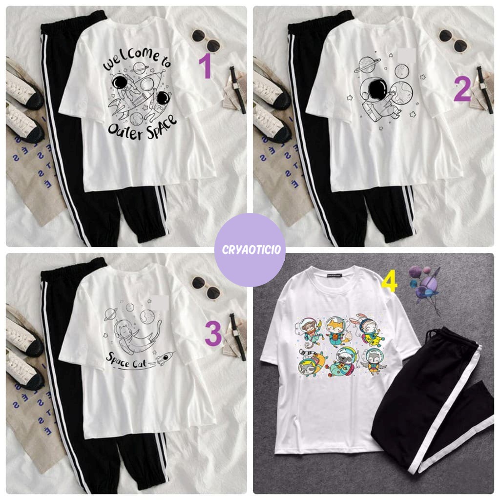 Set áo tay lửng vũ trụ + quần thun unisex [SPACE COLLECTION
