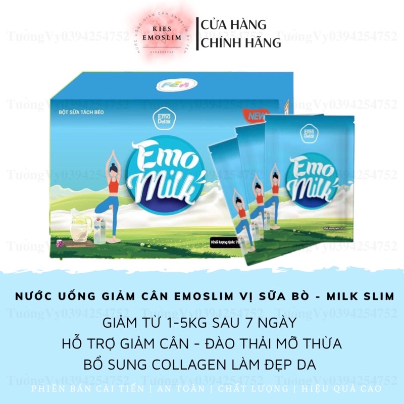 EMO MILK SLIM 🥛- Nước Uống Giảm Cân Vị Sữa [ Tặng Bình Detox 100ml hoặc Quà Ngẫu Nhiên ]